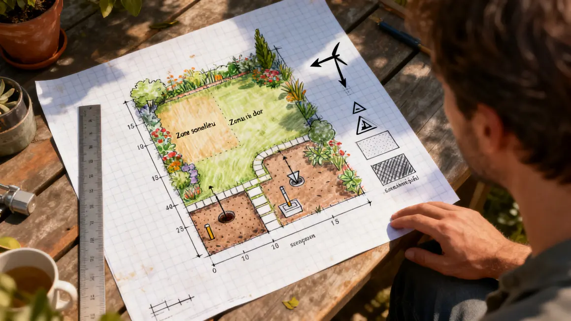 plan papier jardin budget zones soleil contraintes