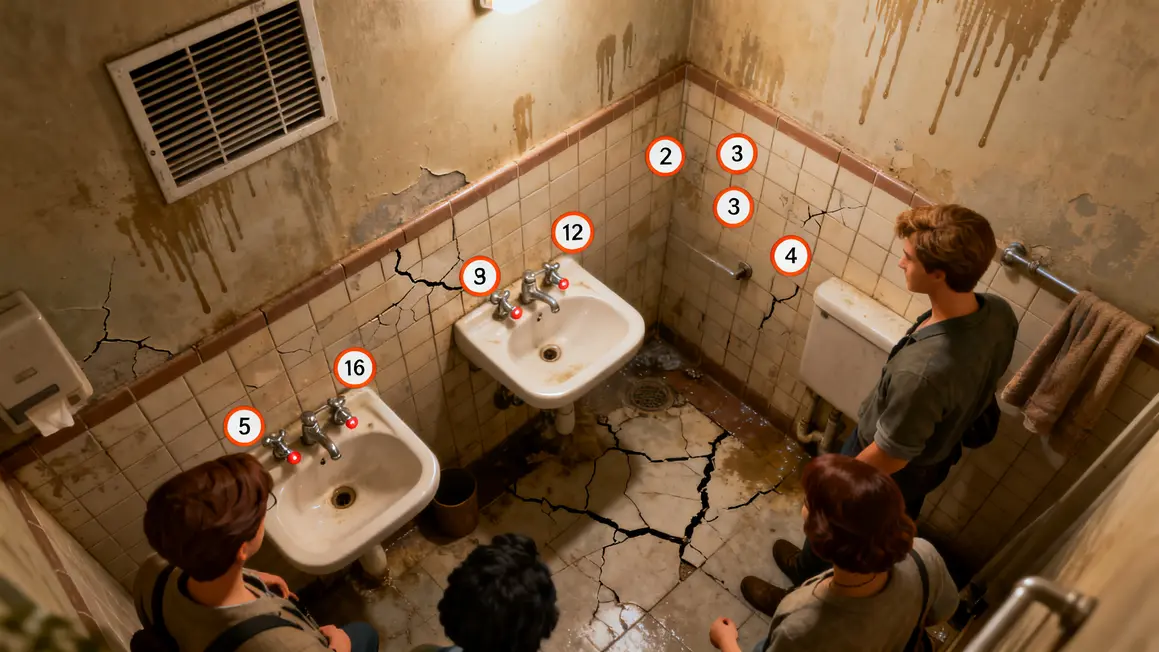 salle de bains familiale : priorités à vérifier en premier en petit budget 3 Audit visuel salle de bains familiale éléments inspection