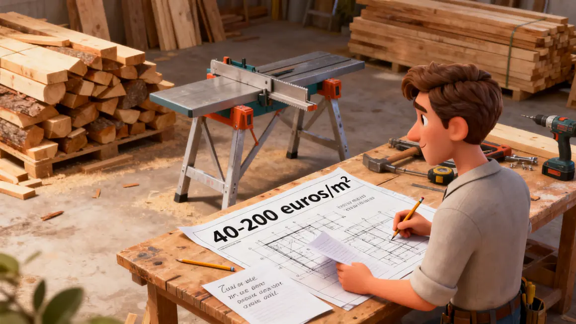 illustration budget terrasse bois outils