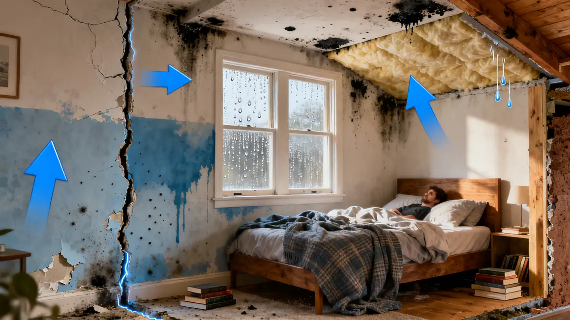 Vue coupe chambre causes humidité
