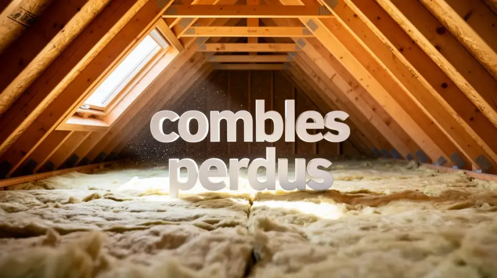 Combles perdus non aménagés, isolation fibres sol, charpente apparente
