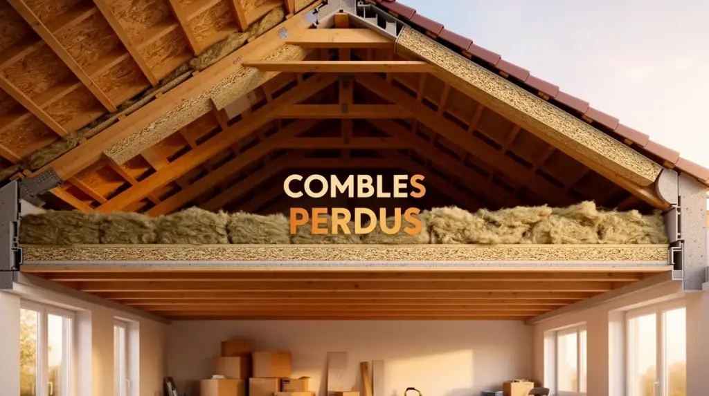 coupe maison combles perdus isolant