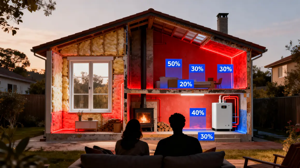 rénovation énergétique : plan d’action simple et réaliste 3 Schéma coupe maison isolation déperditions rénovation énergétique