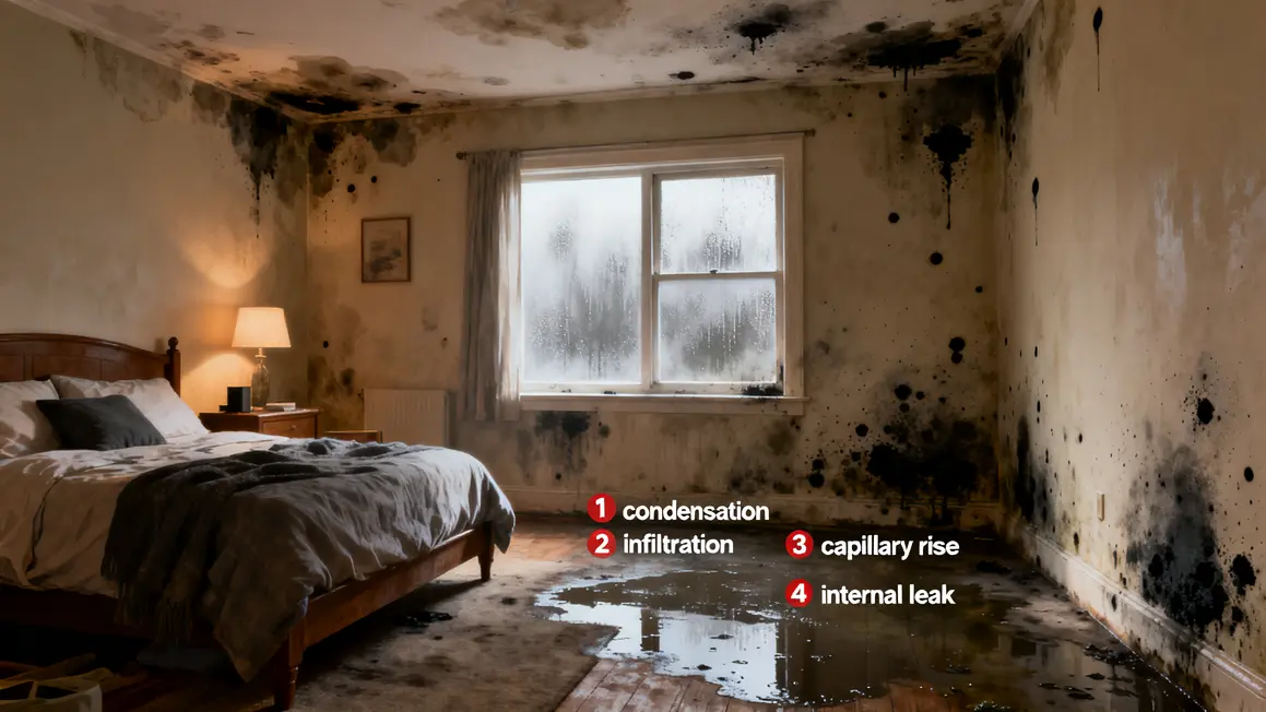 causes humidite dans une chambre condensation infiltration