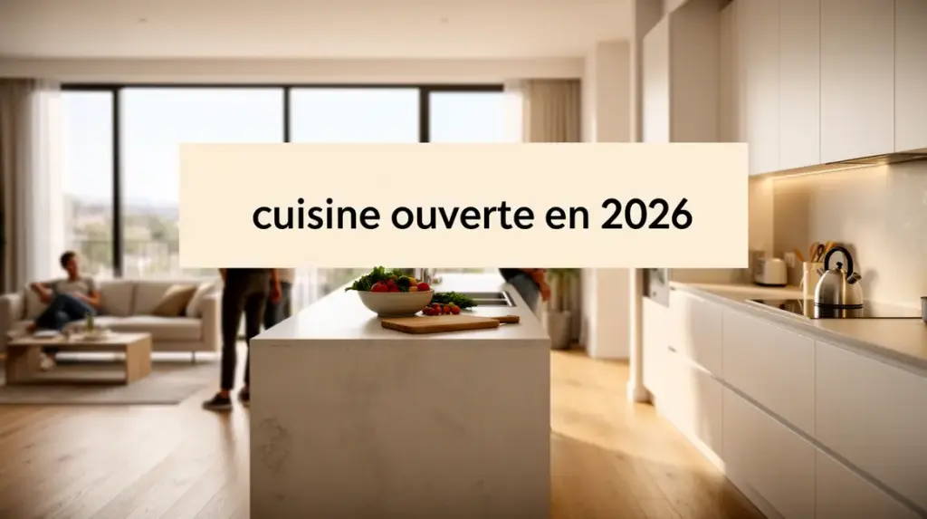 Cuisine ouverte moderne minimaliste avec mobilier compact et lumière traversante