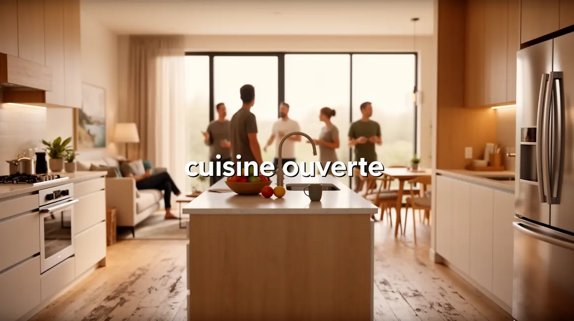Cuisine ouverte conviviale et épurée avec îlot central
