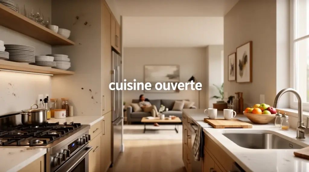 cuisine ouverte moderne et ergonomique intégrée au séjour