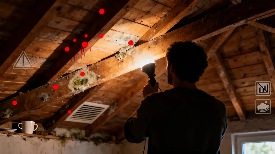combles perdus : erreurs fréquentes à éviter en petit budget 4 Inspection charpente combles perdus humidité ventilation isolant moisi