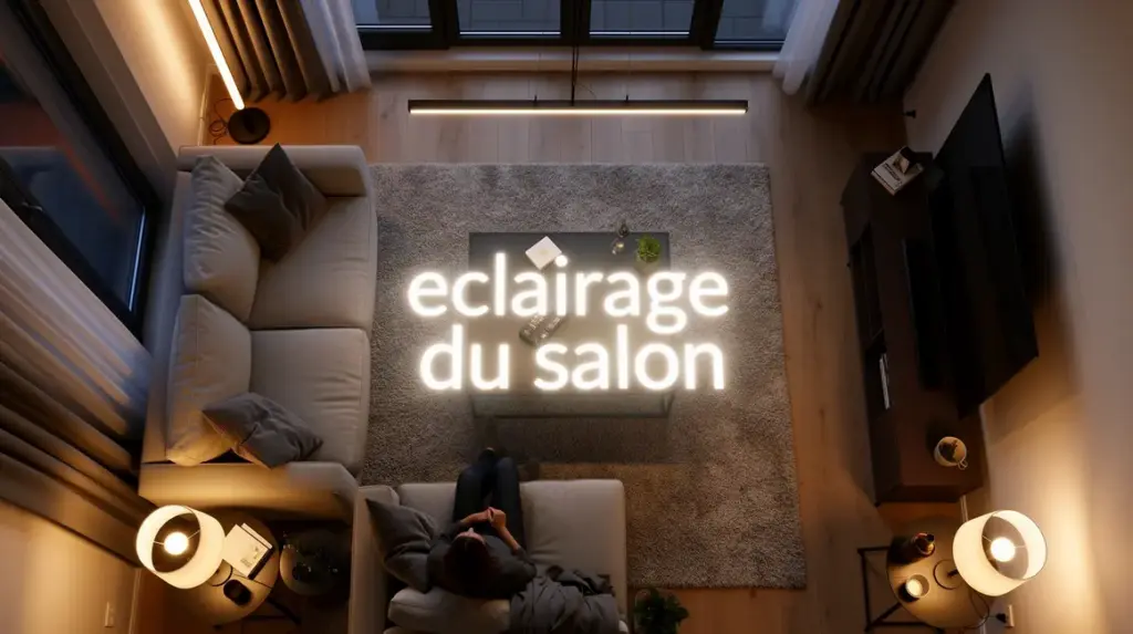 Eclairage du salon avec LED, lampadaires, ambiance chaleureuse