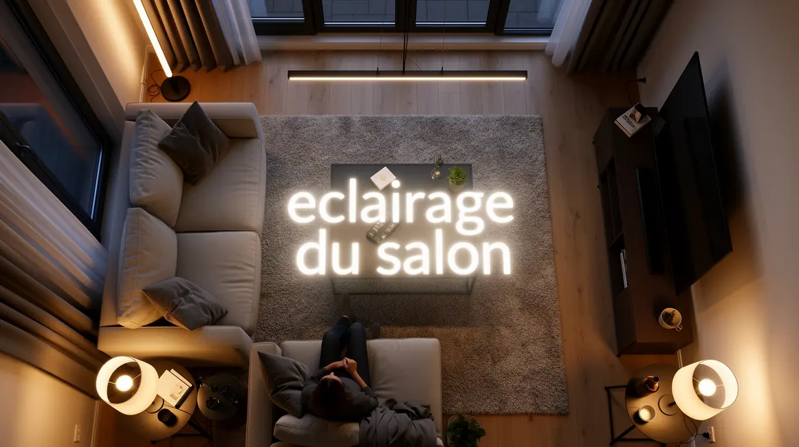 Eclairage du salon avec LED, lampadaires, ambiance chaleureuse