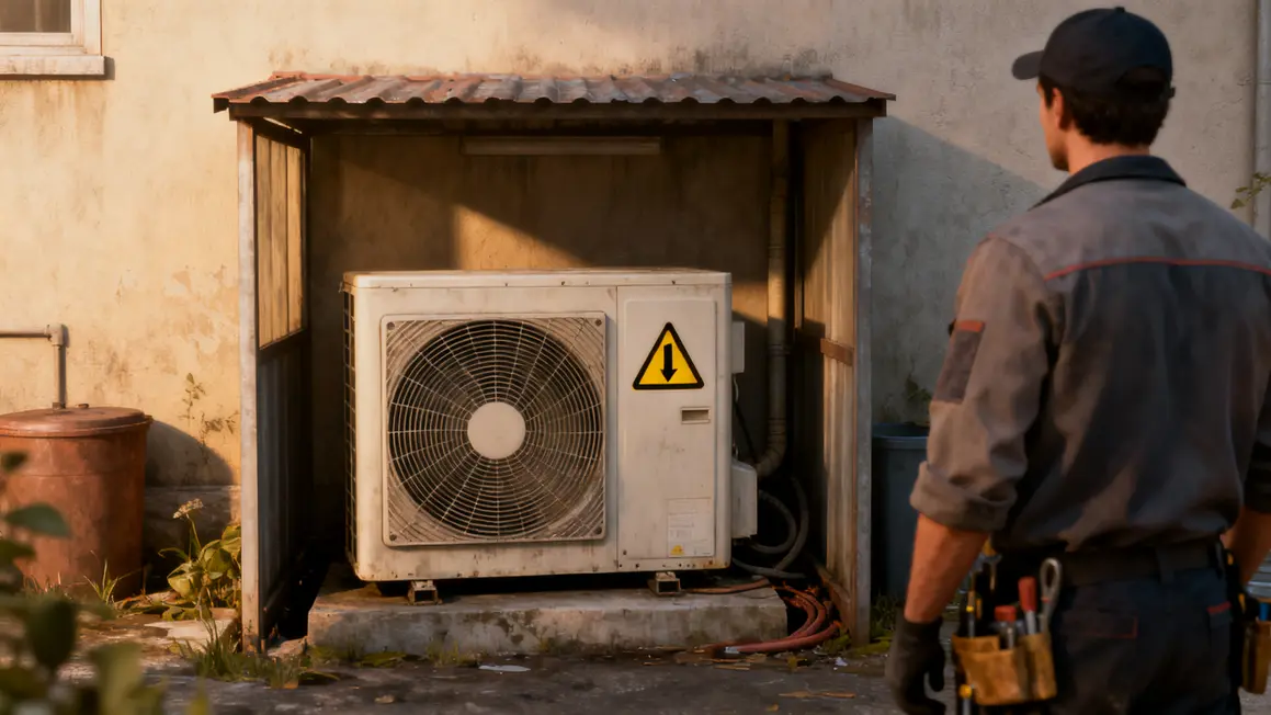 installation pompe a chaleur unite exterieure mal placee avertissement