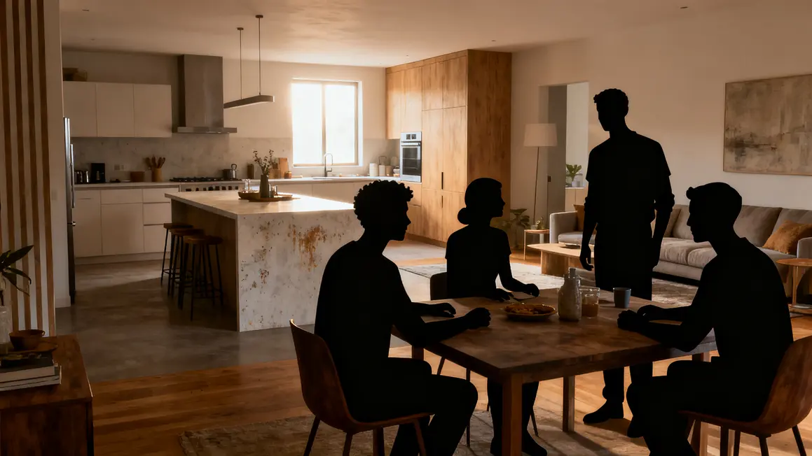 Cuisine ouverte ilot central ambiance chaleureuse