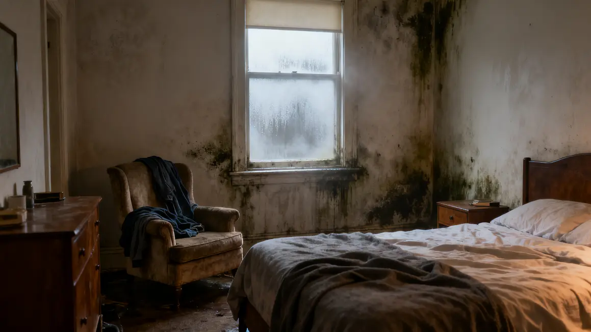 humidite dans une chambre, causes, buée, moisissures, meuble decollé