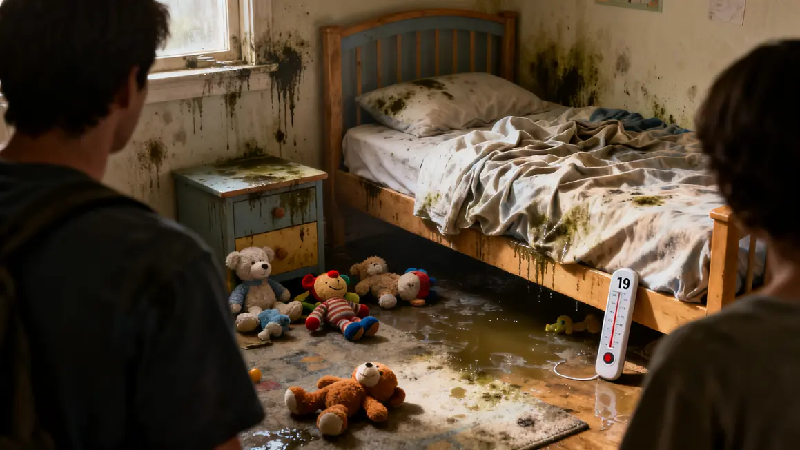 humidite dans une chambre enfant avec moisissure
