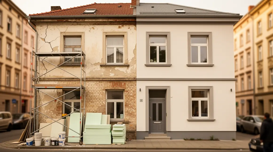 isolation extérieure : questions à se poser avant d’agir en petit budget 2 façade maison isolation exterieure vue avant après