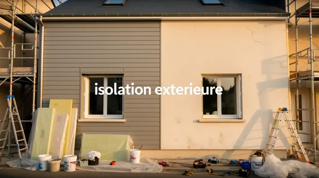 Façade maison rénovée avec isolation extérieure bardage et enduit