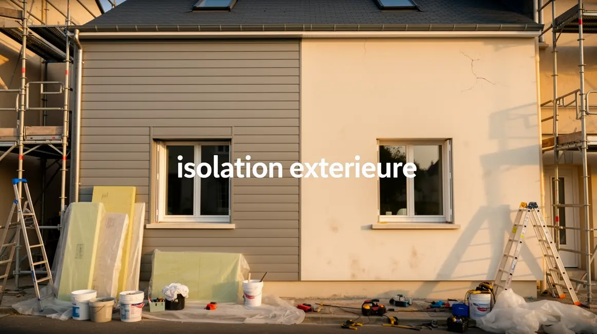 Façade maison rénovée avec isolation extérieure bardage et enduit