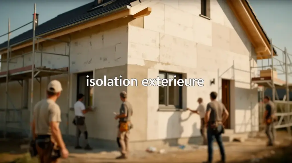 Isolation extérieure maison moderne avec équipe