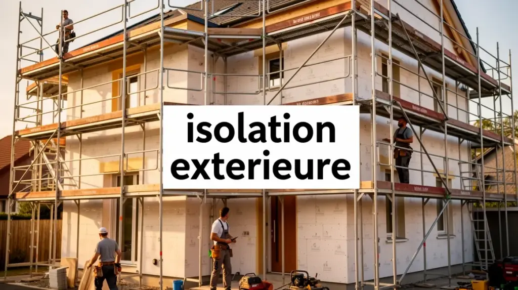 façade maison isolation extérieure échafaudages ouvriers
