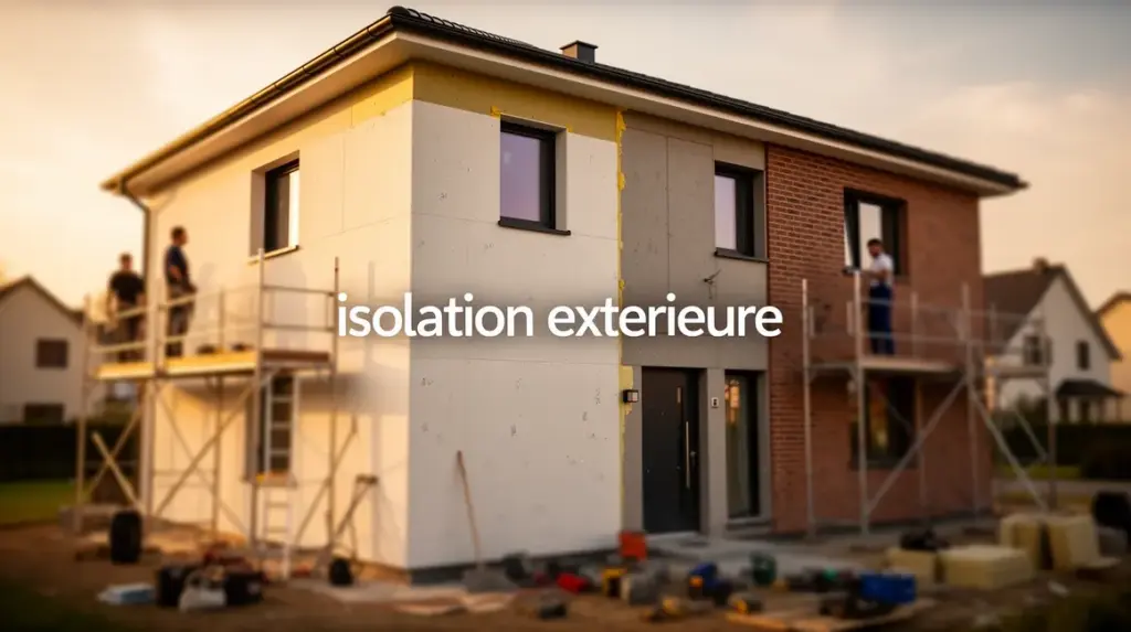 Vue façade maison isolation extérieure, rénovation énergétique
