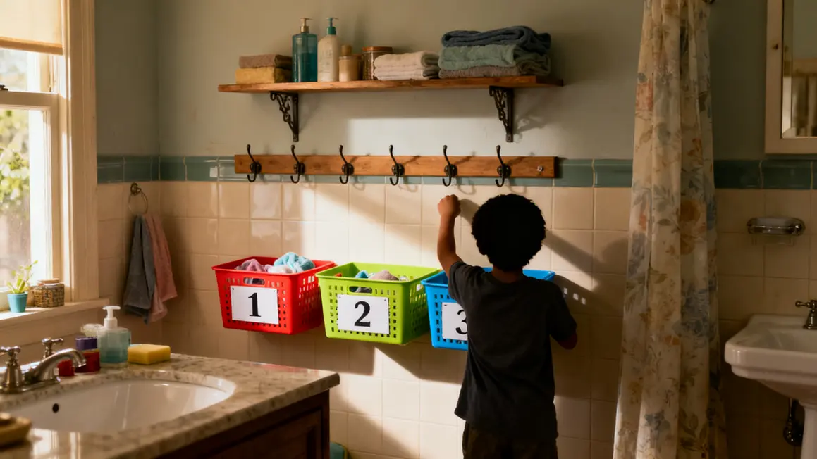 Rangements optimisés salle de bains familiale