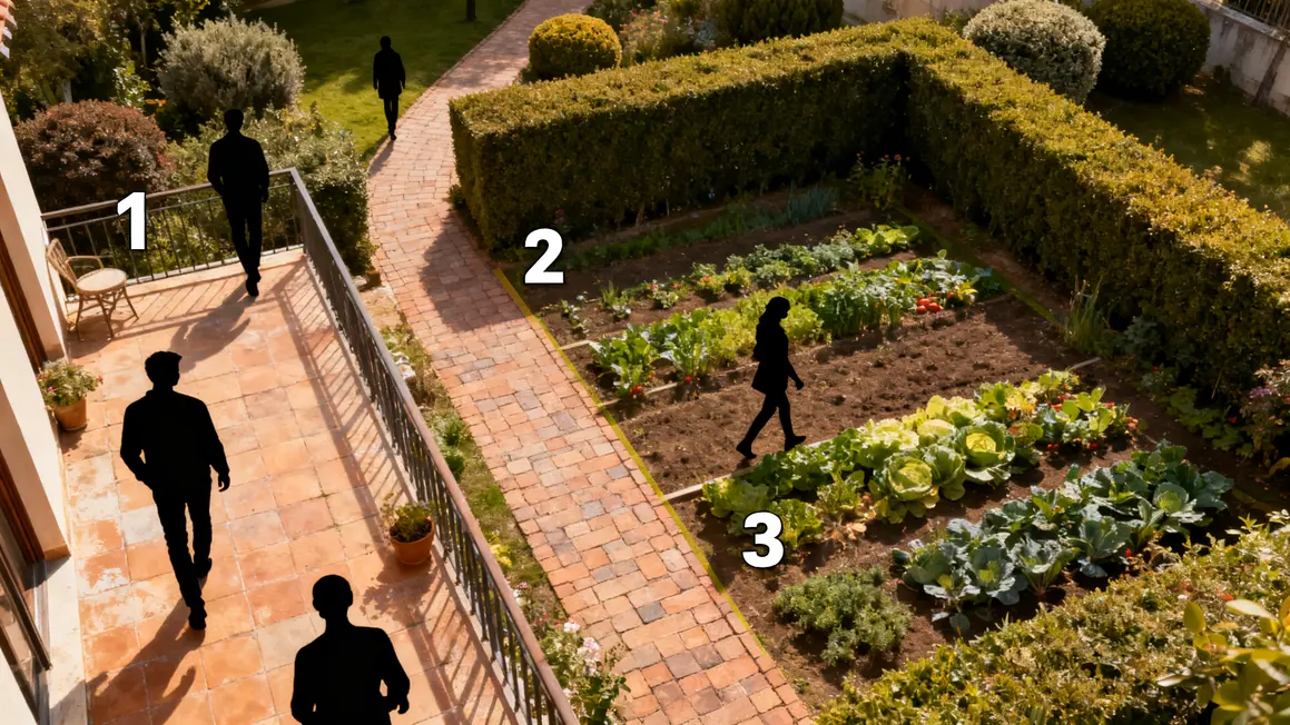 Zones pratiques jardin paysager terrasse allée potager