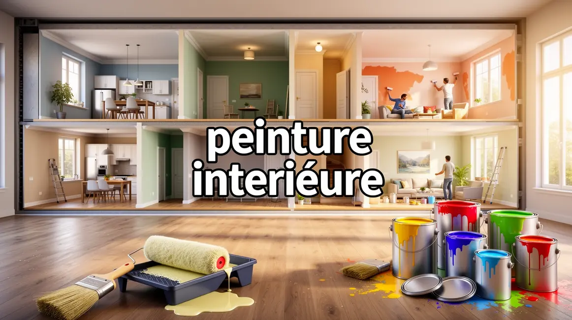 Vue coupe appartement peint avec outils et pots de peinture