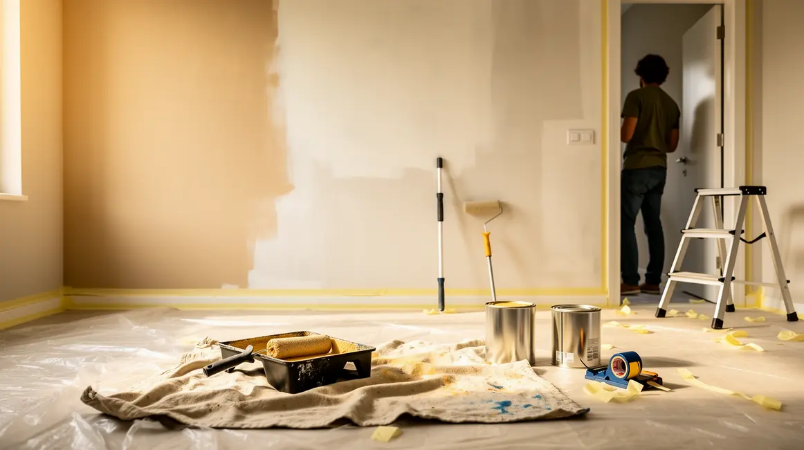 Vue pièce moderne rénovation peinture intérieure