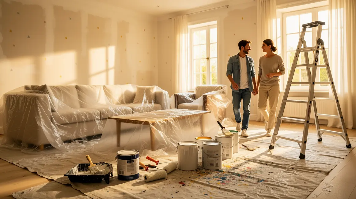 salon lumineux en renovation peinture interieure