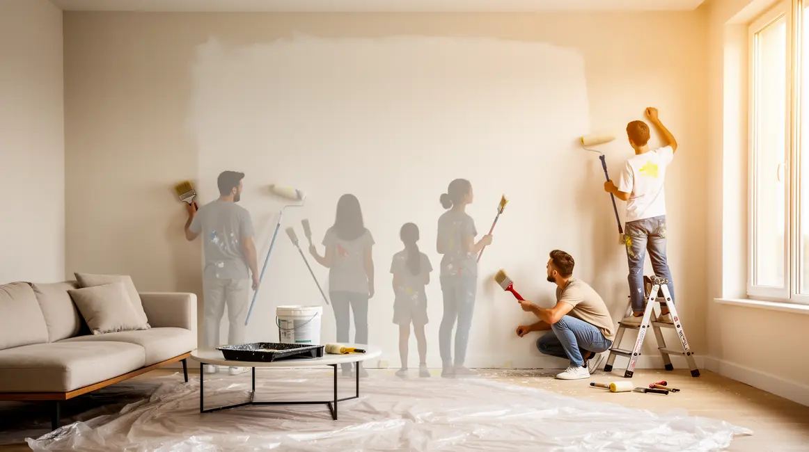peinture intérieure murs clairs famille salon
