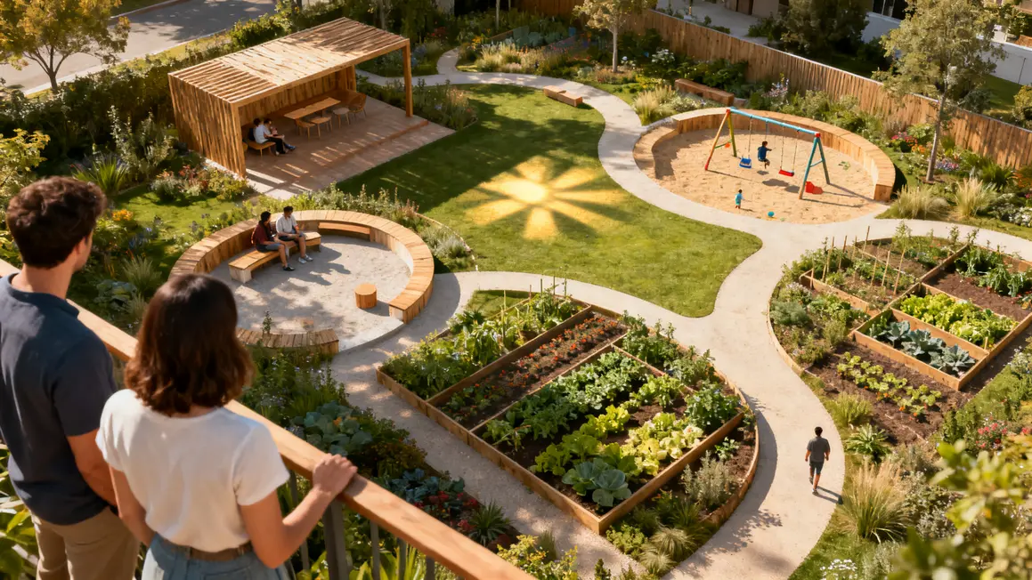 plan espaces jardin paysager