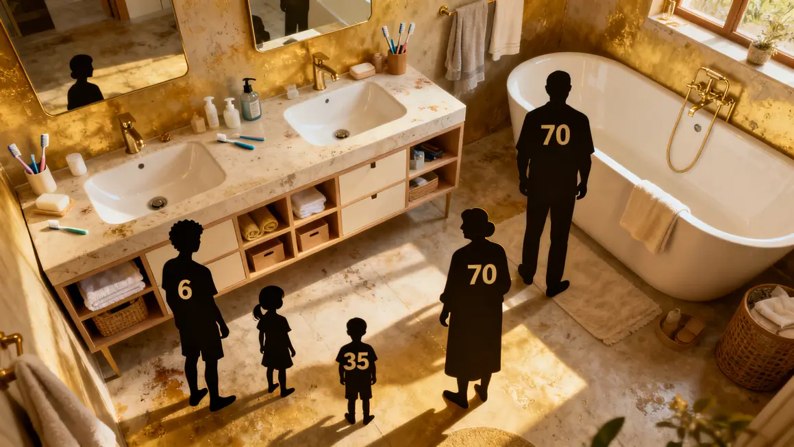 salle de bains familiale : critères de choix vraiment utiles 3 Plan salle de bains familiale multi-âges vue dessus