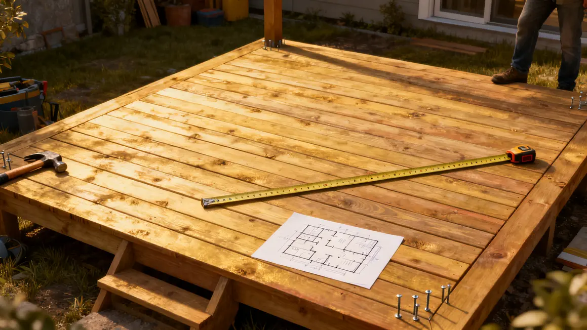 plan terrasse bois 12m2 avec outils et accessoires