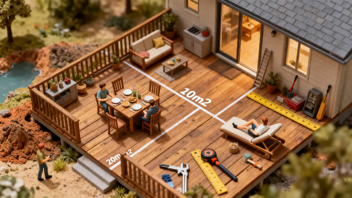 terrasse bois : guide pratique pour bien commencer 4 plan terrasse bois vu dessus espaces zones repas detente