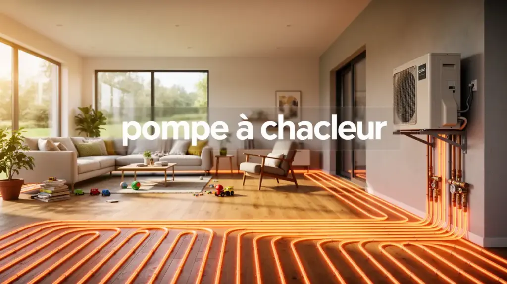 Vue intérieure maison moderne pompe à chaleur
