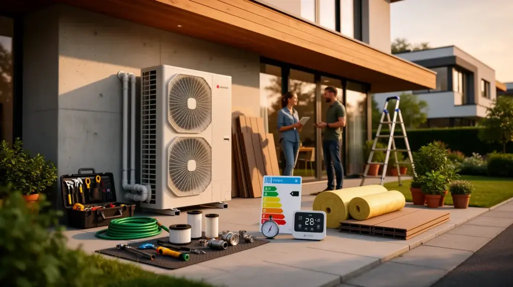pompe a chaleur maison moderne maintenue pour durabilite