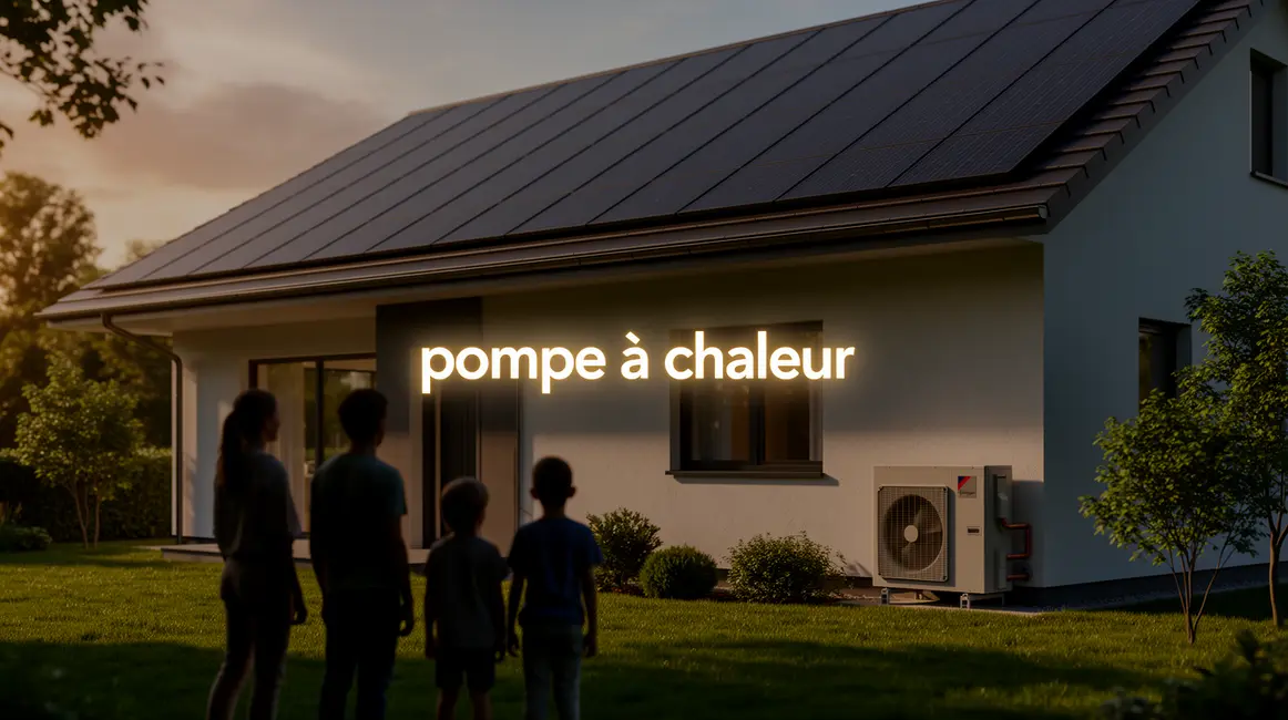pompe à chaleur extérieure maison moderne panneau solaire