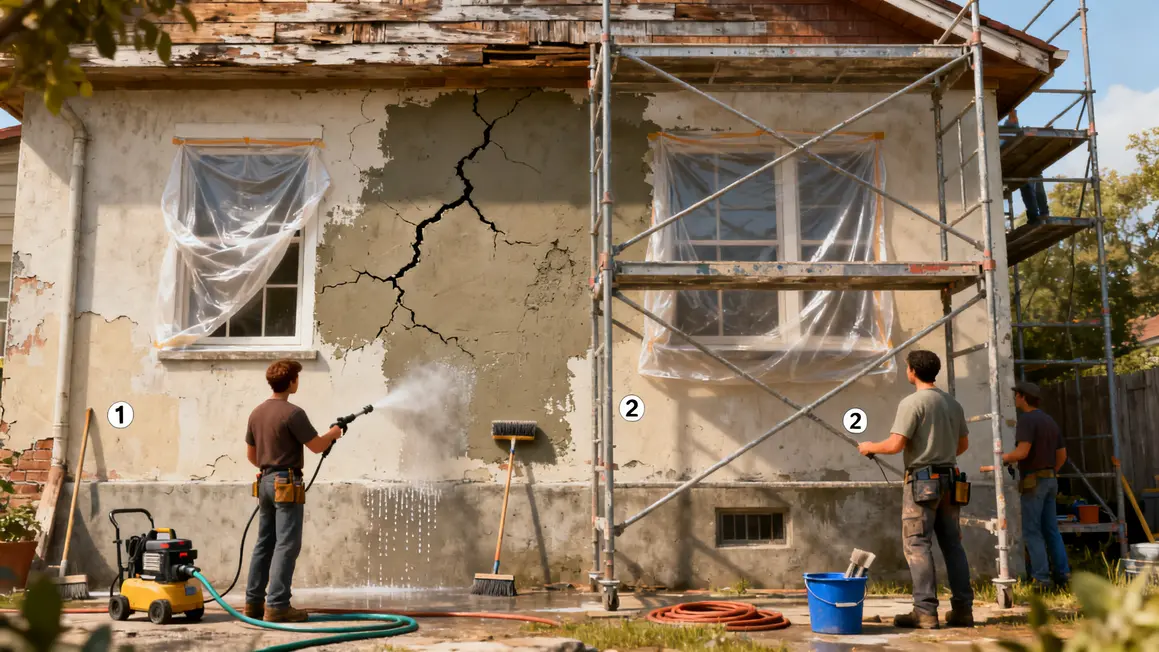 Comment réussir isolation extérieure étape par étape 4 étapes préparatoires isolation extérieure façade maison