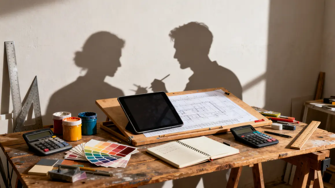 Planning peinture intérieure sur plan de travail