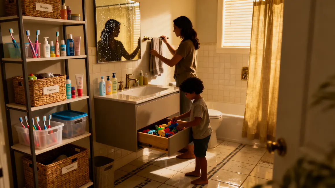 Rangements compacts salle de bains familiale