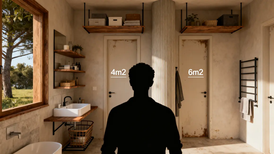 Rangements salle de bains familiale colonnes meubles suspendus 4m2 6m2