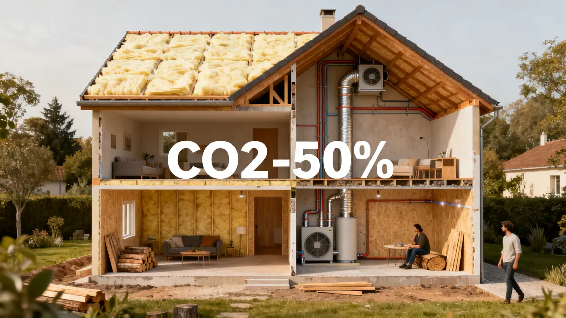 rénovation énergétique : bonnes pratiques pour un résultat durable 3 Coupe transversale maison isolation naturelle baisse CO2