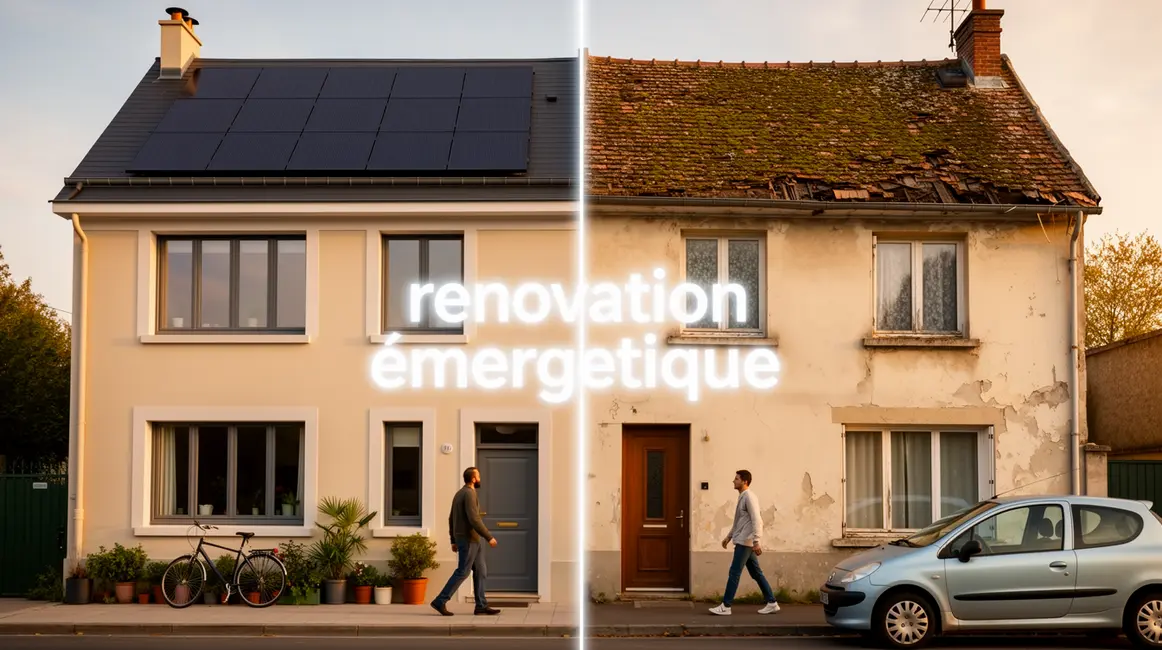 rénovation énergétique : guide débutant sans jargon en petit budget 2 Maison rénovée et ancienne vue de face, rénovation énergétique visible