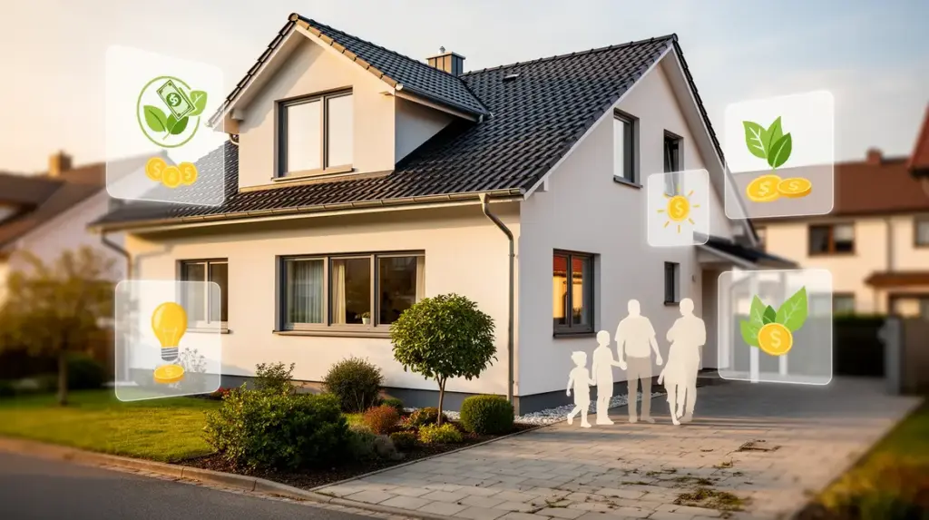 Maison rénovée symboles efficacité énergétique