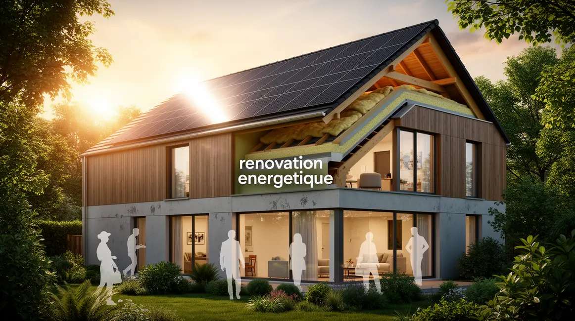 Maison moderne isolation panneaux solaires rénovation énergétique