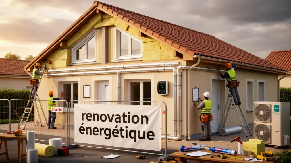 scène rénovation énergétique pavillon typique