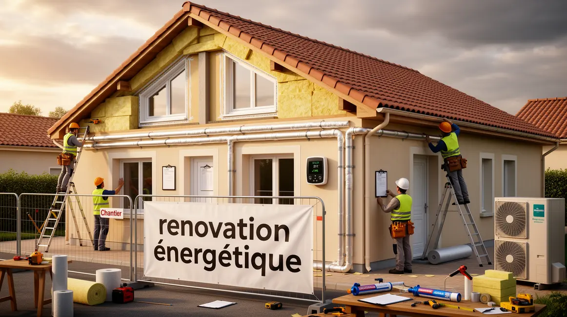 scène rénovation énergétique pavillon typique