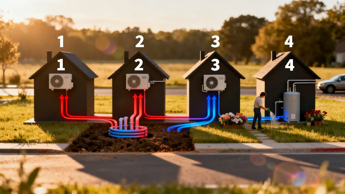Schéma maisons pompe à chaleur air eau sol