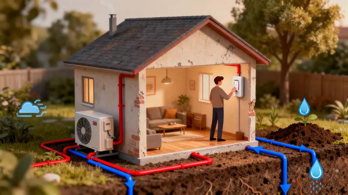 Illustration schématique pompe à chaleur maison
