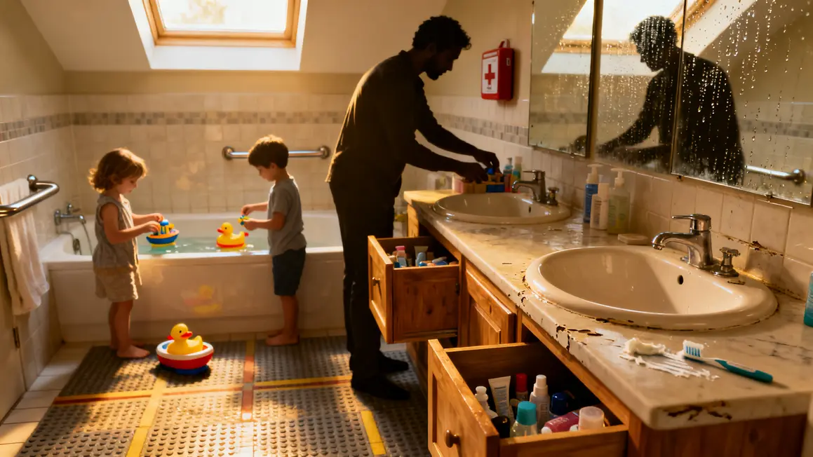 salle de bains familiale : erreurs fréquentes à éviter 3 Salle de bains familiale, double lavabo, meubles séparés, sécurité enfants